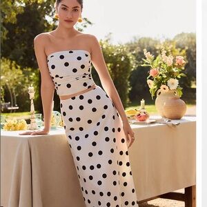 Elegant Black and White Polka Dot Crop Top